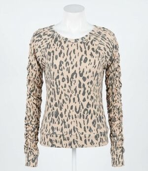 NEW CHASER women's ribbed animal print top in beige